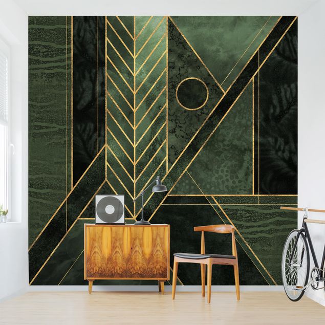 Quadri Elisabeth Fredriksson Forme geometriche oro smeraldo