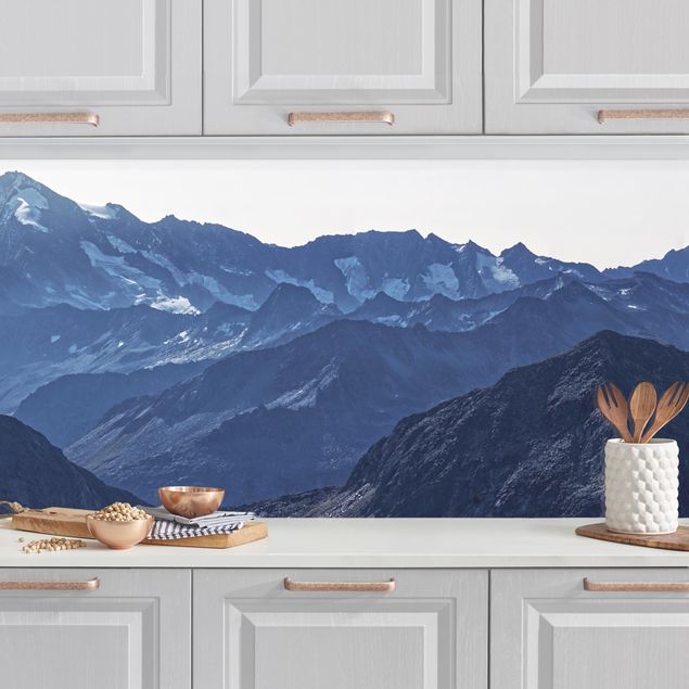Rivestimenti per cucina con paesaggio Vista panoramica delle montagne blu