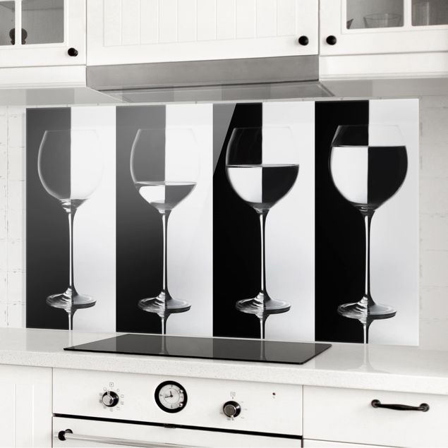 Paraschizzi con disegni Bicchieri da vino in bianco e nero