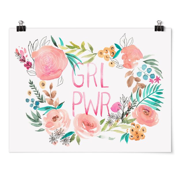 Poster - Pink Flowers - Girl Power - Orizzontale 3:4