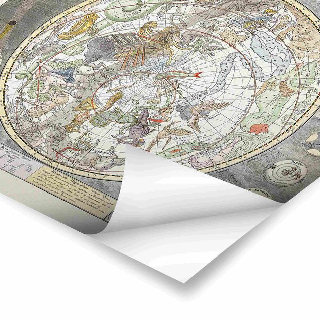 Poster - Vintage Ancient Mappa Stellare - Quadrato 1:1