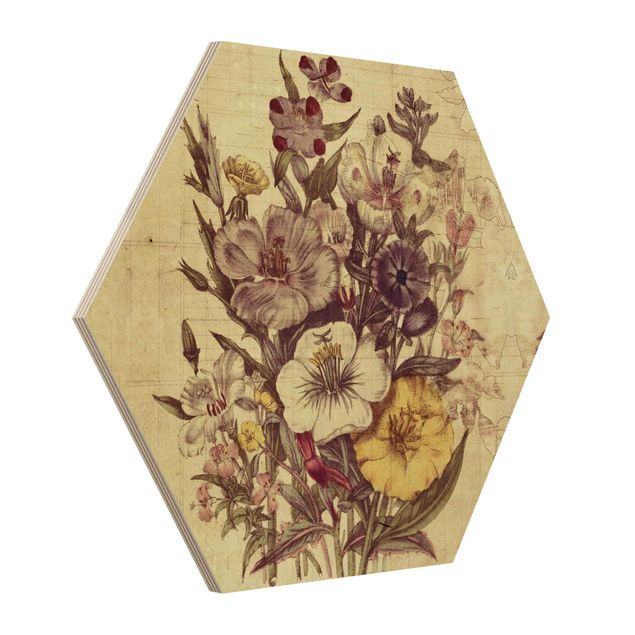 Stampe su legno Bouquet di lettere vintage
