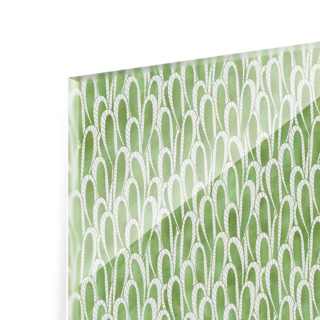 Paraschizzi in vetro - Trama naturale di piante grasse in verde - Formato orizzontale 2:1