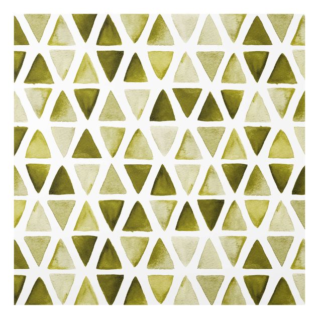 Paraschizzi in vetro - Triangoli in acquerello verde oliva - Quadrato 1:1