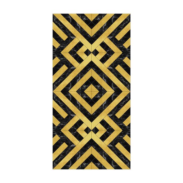 tappeti dorati Mix di piastrelle geometriche Art Déco Oro Marmo Nero