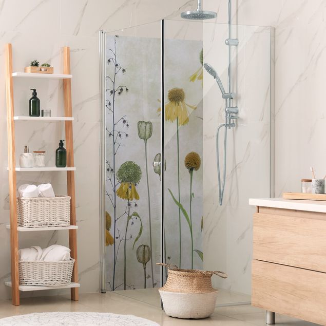 Rivestimento per doccia - Delicati fiori di elenio