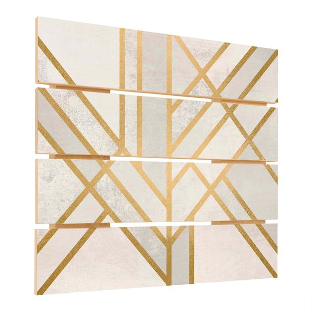 Stampa su legno - Elisabeth Fredriksson - Art Deco Geometria oro bianco - Quadrato 1:1