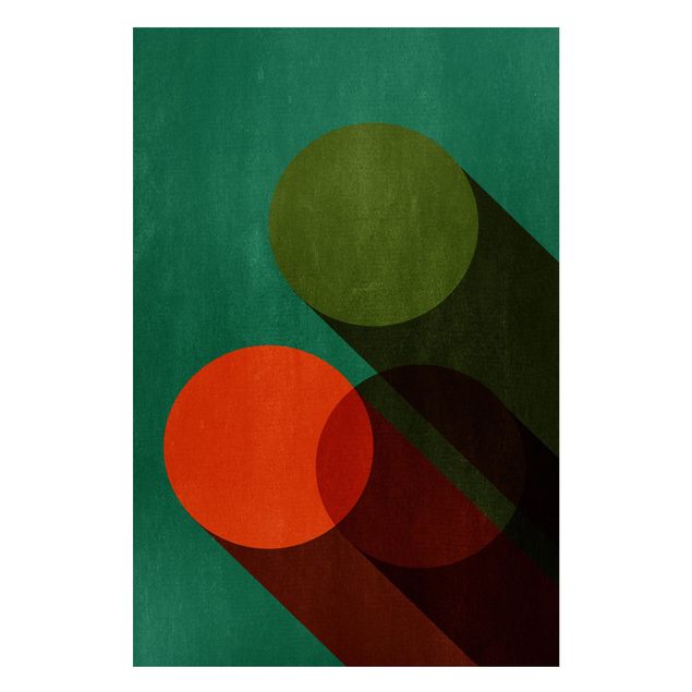 Quadri astratti moderni Forme astratte - Cerchi in verde e rosso