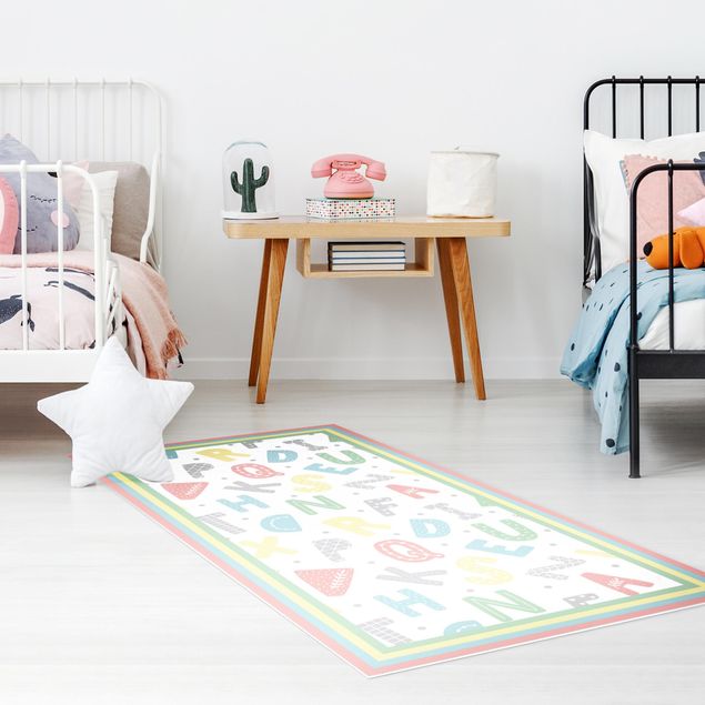 Decorazioni camera neonato Alfabeto in colori pastello con cornice