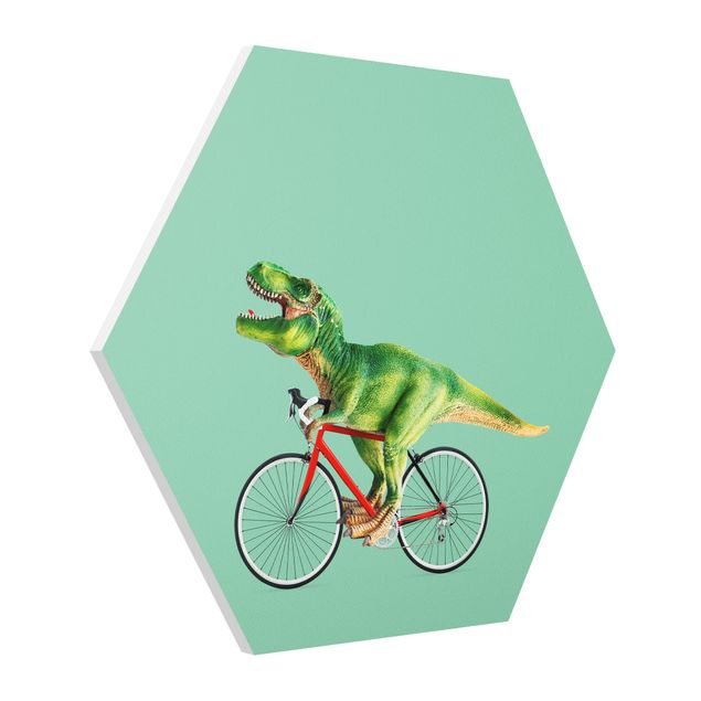 Quadro animali Dinosauro con bicicletta