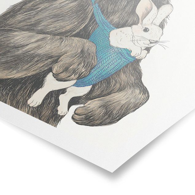 Quadro marrone Illustrazione Orso e coniglio bambino
