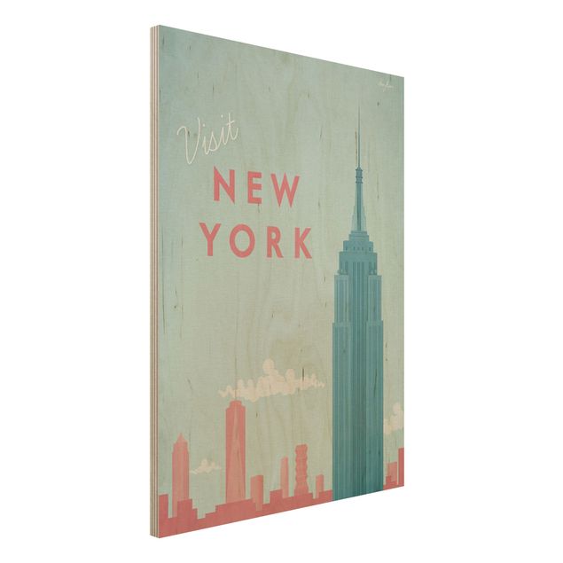 Quadri in legno con architettura e skylines Poster di viaggio - New York