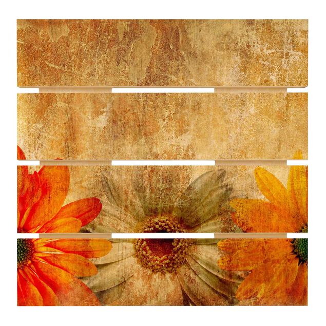 Stampe su legno Mix di fiori vintage