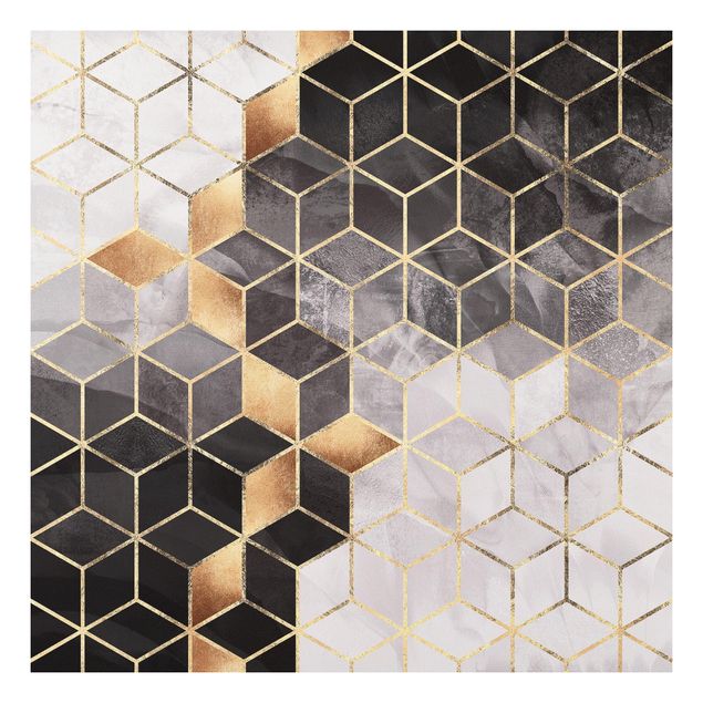 Quadro moderno Geometria dorata in bianco e nero