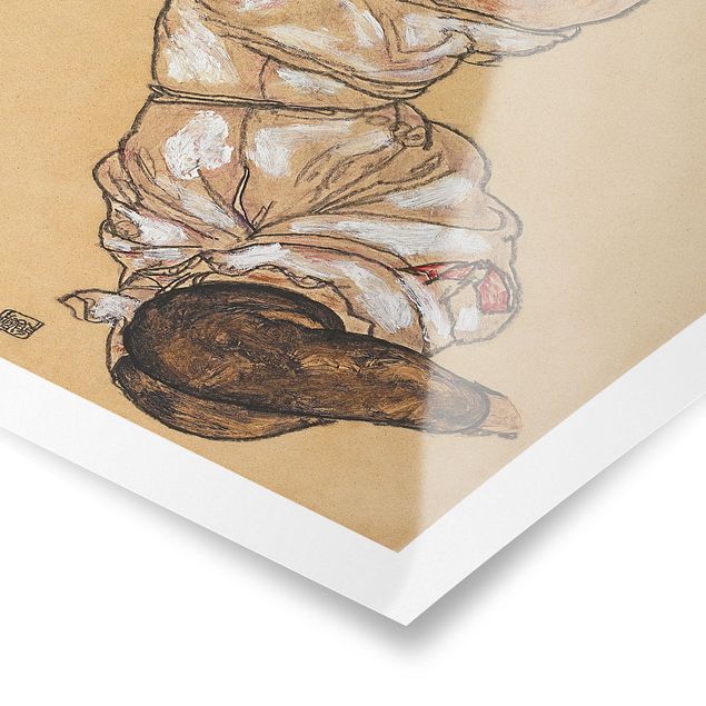 Quadri nudo Egon Schiele - Torso femminile in biancheria intima e calze nere
