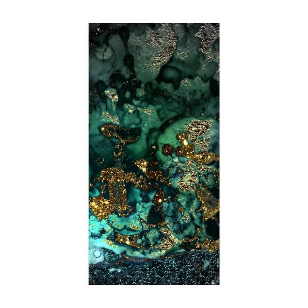 tappeto cucina nero Isole di mare d'oro astratto