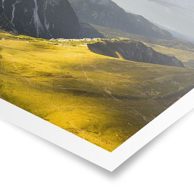 Poster natura paesaggi Montagne e valle delle Alpi di Lechtal in Tirolo