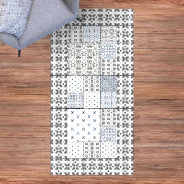 tappeto passatoia Piastrelle marocchine combinazione Rabat con cornice piastrelle