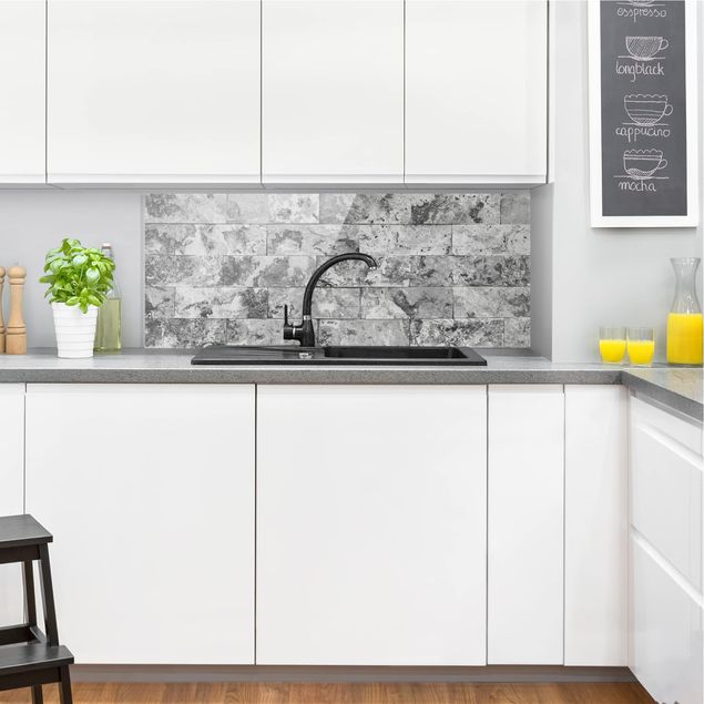 Paraschizzi cucina effetto pietra Muro di pietra in marmo naturale grigio