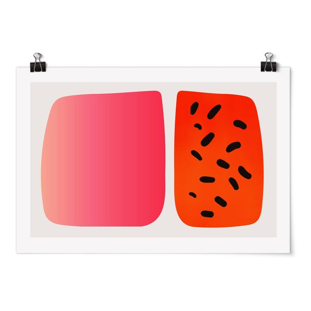 Quadri rossi Forme astratte - Melone e rosa