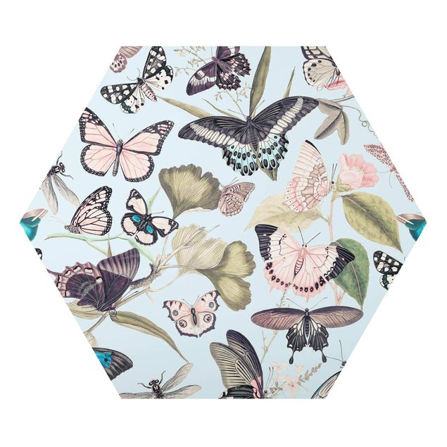 Quadri colorati Collage vintage - Farfalle e libellule