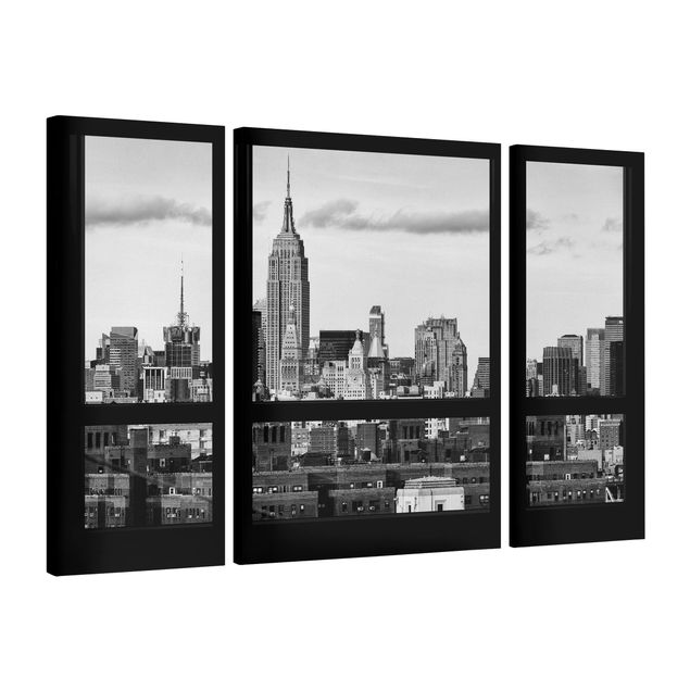Quadro moderno Finestre con vista sullo Skyline di New York in bianco e nero