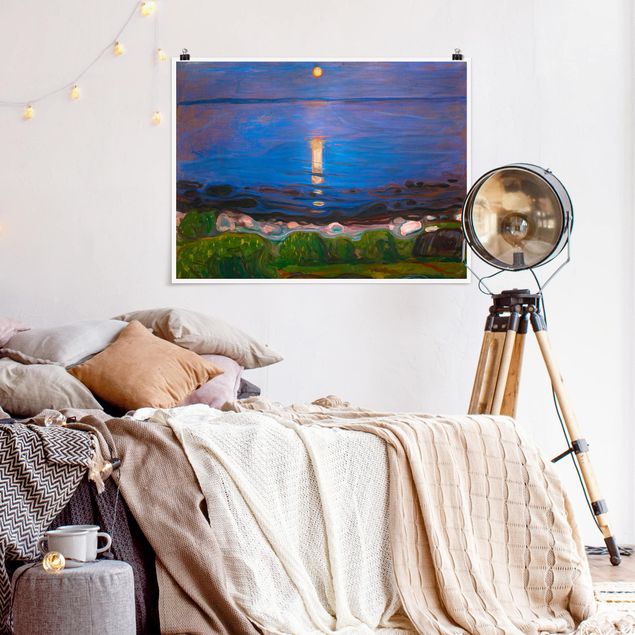 Quadro post impressionista Edvard Munch - Notte d'estate sulla spiaggia