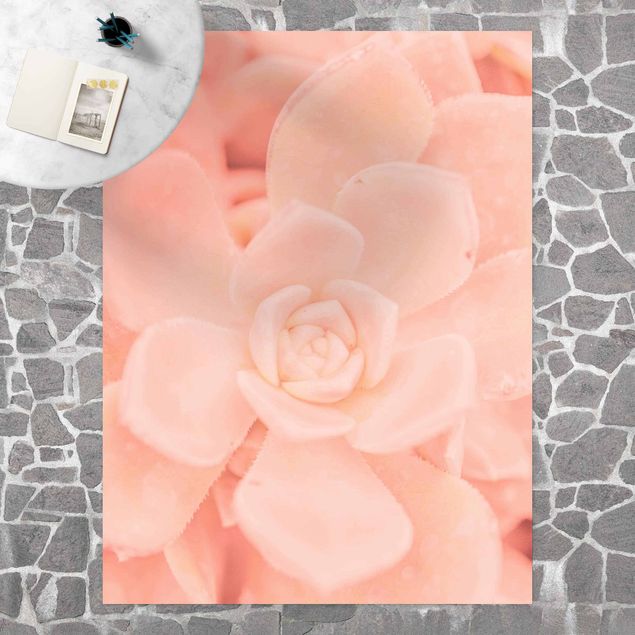 tappeto design moderno Echeveria magica floreale rosa chiaro