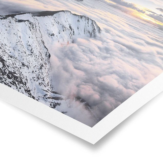 Poster paesaggio Vista di nuvole e montagne