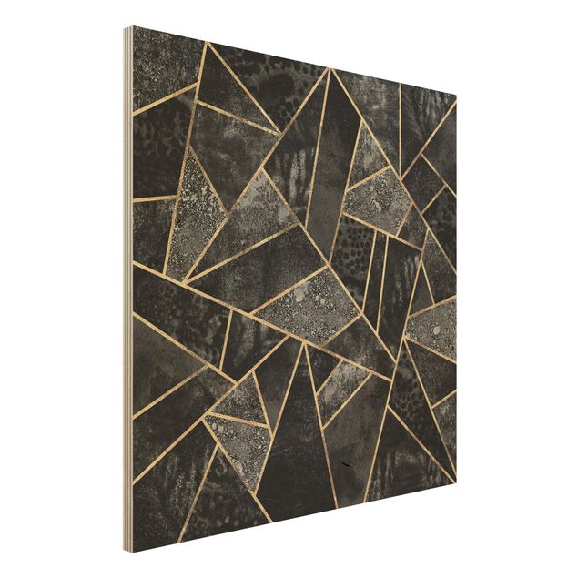 Quadri in legno con disegni Triangoli grigi Oro