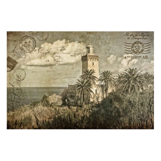 Lavagne magnetiche con paesaggio Faro e palme - Cartolina vintage