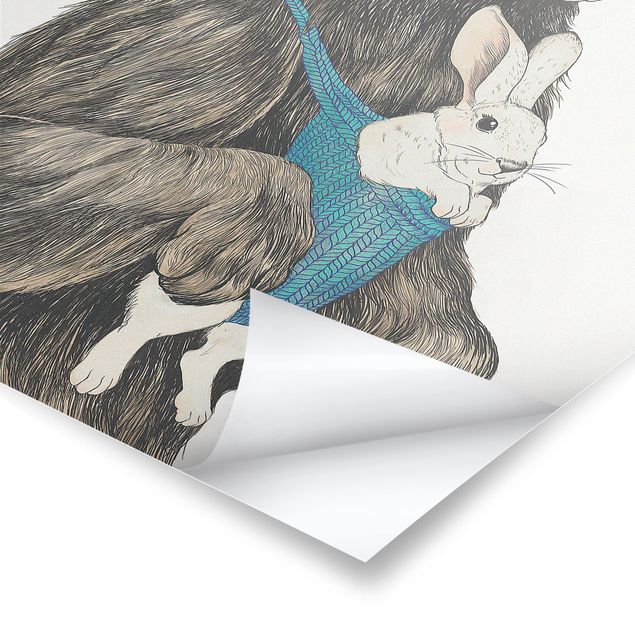 Stampe Illustrazione Orso e coniglio bambino