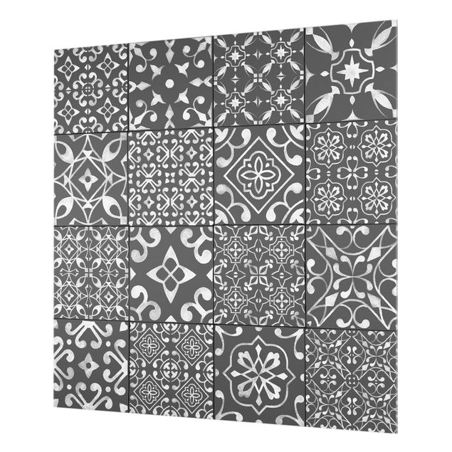 Paraschizzi in vetro - Pattern Tiles Dark Gray White