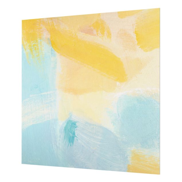 Paraschizzi in vetro - Composizione primaverile in giallo e blu - Quadrato 1:1