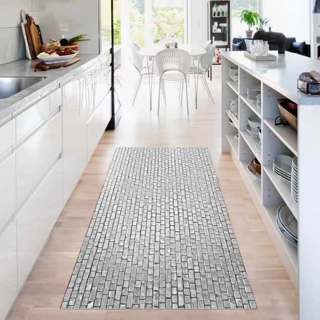 tappeti 3d Carta da parati effetto mattoni e piastrelle in bianco e nero
