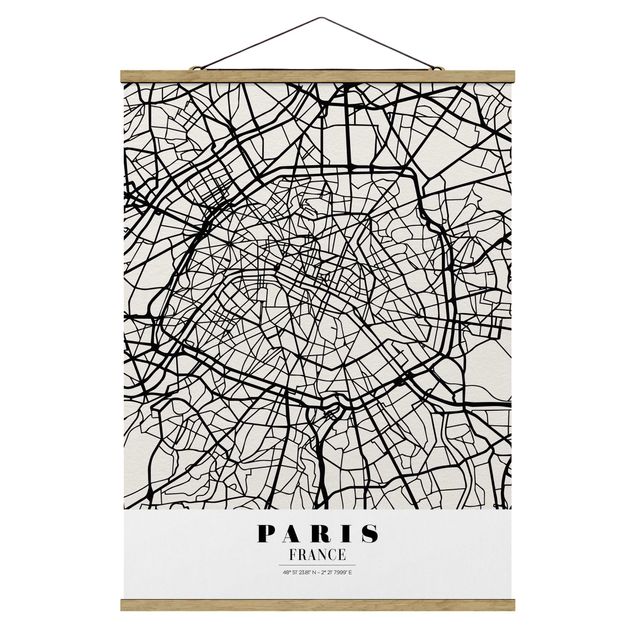 Quadri stile vintage Mappa di Parigi - Classica