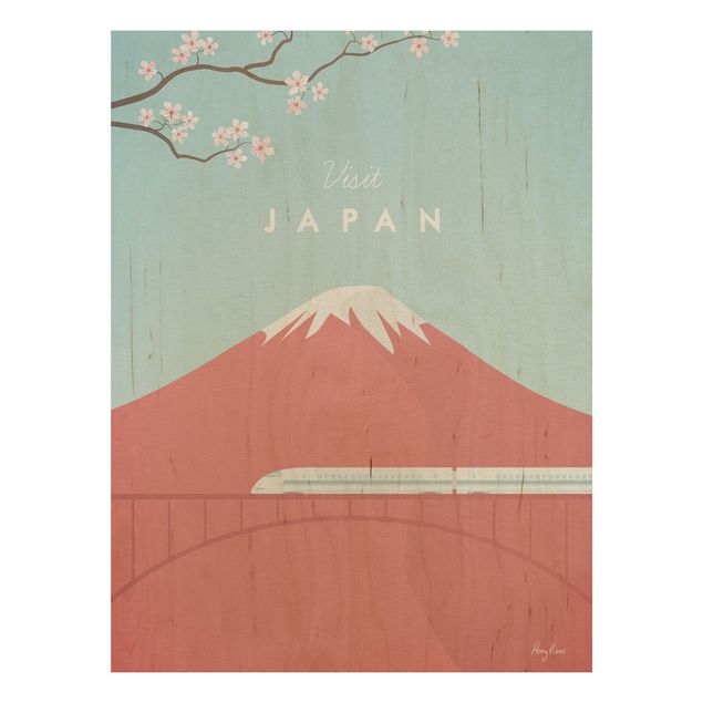 Quadri in legno con fiori Poster di viaggio - Giappone