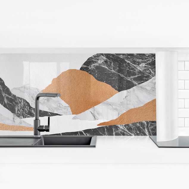 Rivestimento cucina - Paesaggio in marmo e rame II