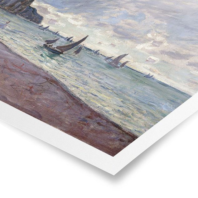 Quadri con spiaggia e mare Claude Monet - Barche da pesca davanti alla spiaggia e alle scogliere di Pourville