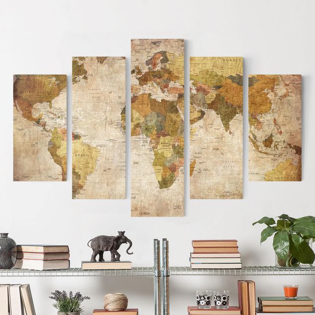Quadri su tela con montagne map of the world