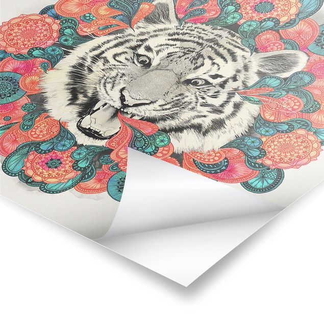 Stampe Illustrazione - Tigre Disegno Mandala Paisley