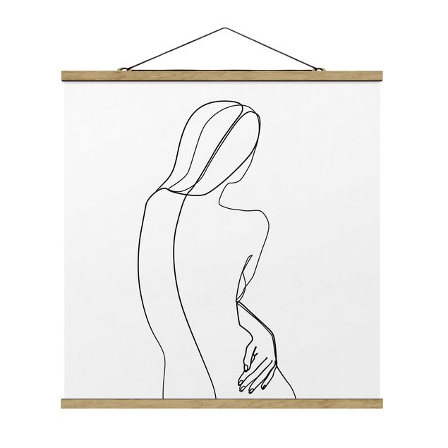 Quadro astratto Line Art - Donna di spalle Bianco e Nero