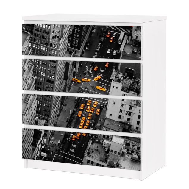 Carta adesiva per mobili IKEA - Malm Cassettiera 4xCassetti - Taxi Lights Manhattan