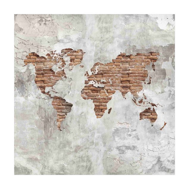 tappeti grigi Mappa del mondo in mattoni e cemento shabby