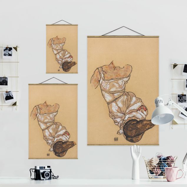 Quadri nudi Egon Schiele - Torso femminile in biancheria intima e calze nere