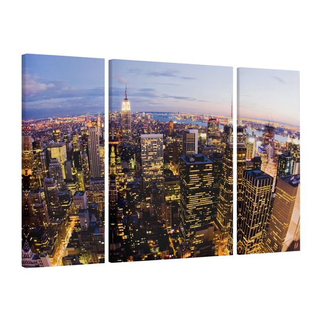 Quadri moderni per arredamento Skyline di New York di notte