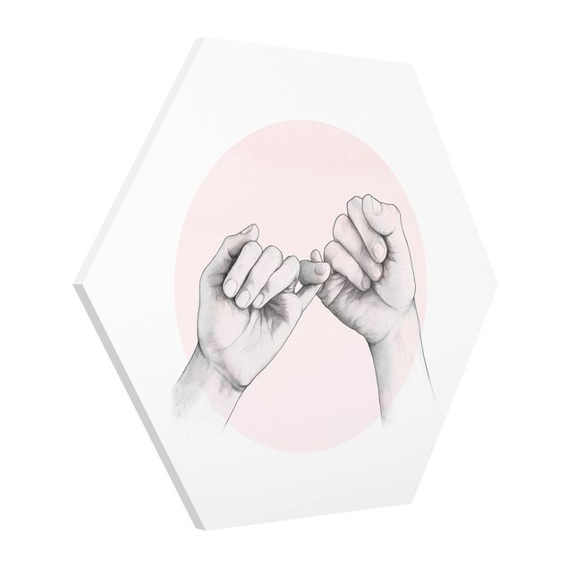 Quadri rosa Illustrazione - Mani Cerchio dell'Amicizia Rosa Bianco