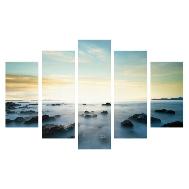 Stampa su tela 5 parti - Sunset over the ocean