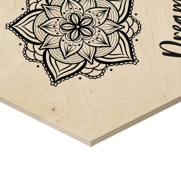 Esagono in legno - Mandala Namaste Lotus Set Nero Bianco