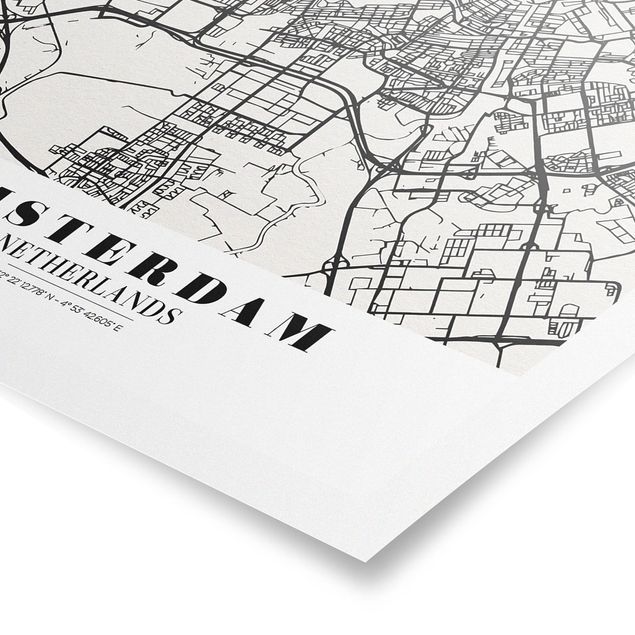 Stampe Mappa della città di Amsterdam - Classica